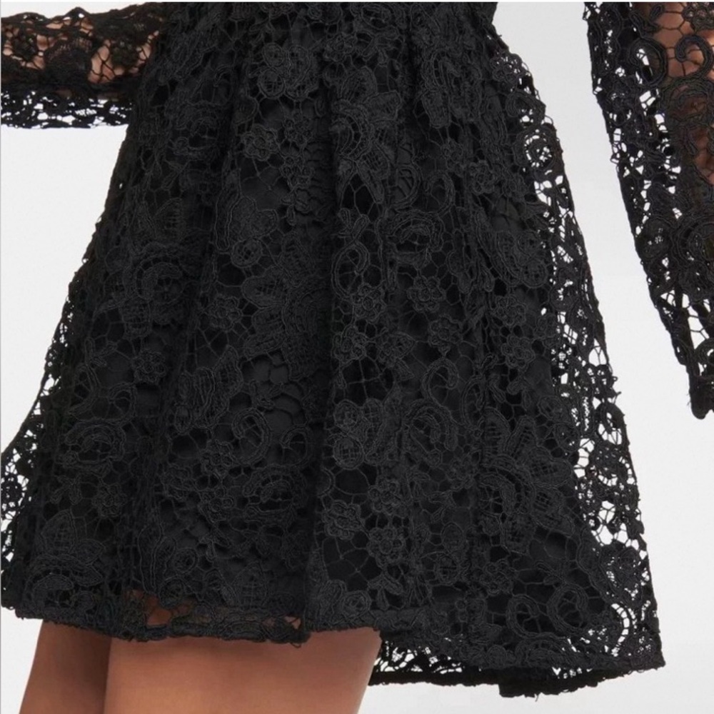 New Self-Portrait Tie-neck Mini Dress in Black - Picture 5 of 16